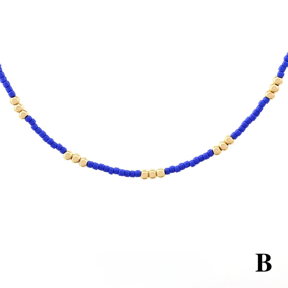 Wholesale Glass Colored Diamond Gold Plated Necklaces